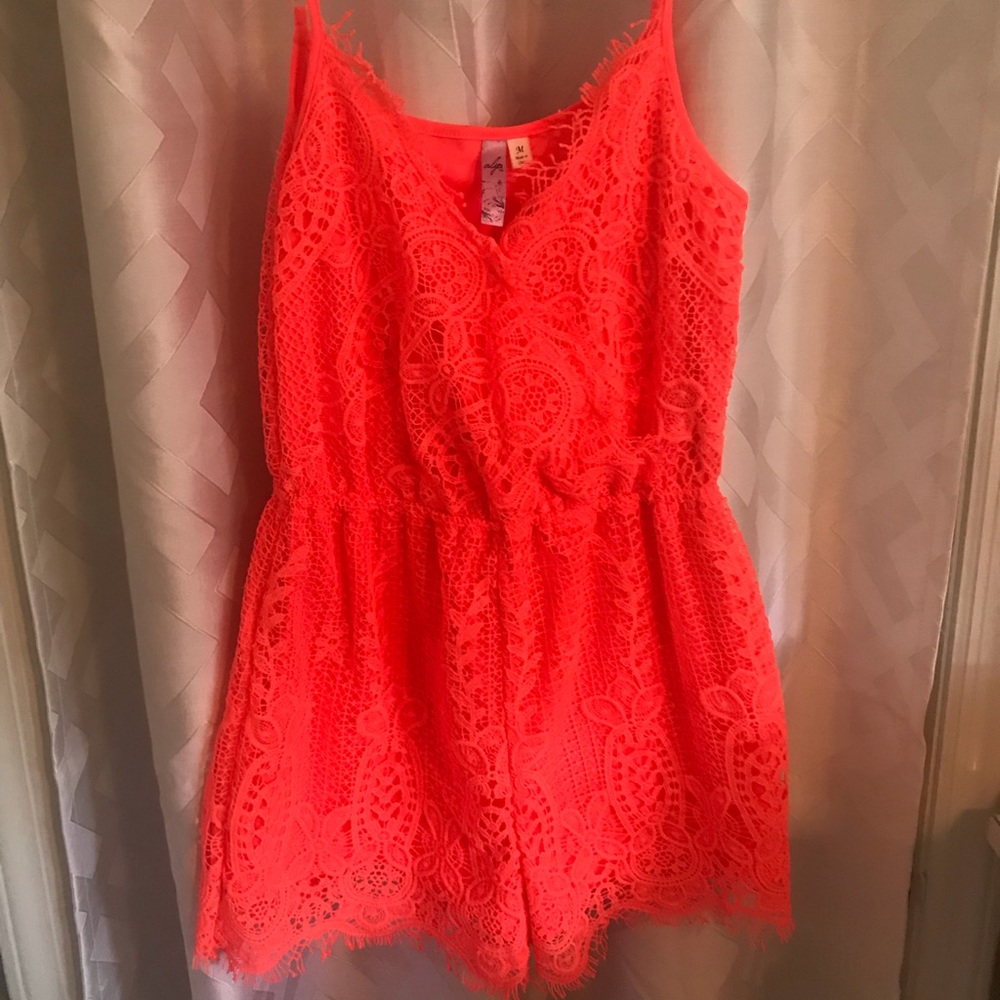 Francesca’s Neon Lace Romper